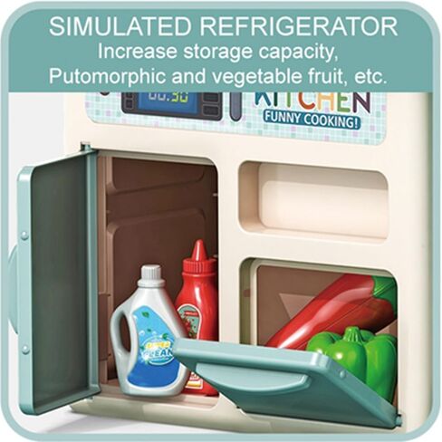 Mini Kitchen Playset for Kids - 33PCS Pretend Play Cooking Set with Water Spray, Light & Sound Effects- Compact Size 17.7 x 13.8 x 10.6 Inches (45 x 35 x 27 cm) Educational Toy for Girls & Boys in Kuwait