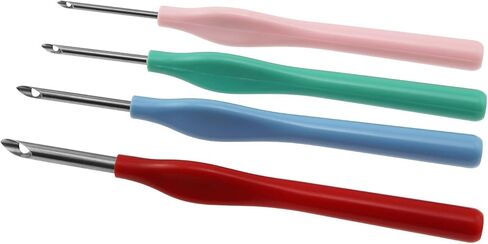 yyangz 4PCS Color Punch Needle Pen Plastic Handle Thread Embroidery Punch Needle Handmade Applique Needle Hook Tool for Pillowcase Carpet Making in Kuwait