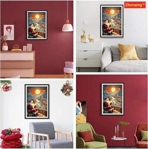 مجموعة غرز متقاطعة مطبوعة من Zhenqing Christmas Magic Snow Night - 11CT 28x38 سم مع مشهد سانتا وخيوط وإبرة للمبتدئين (70262) in Kuwait