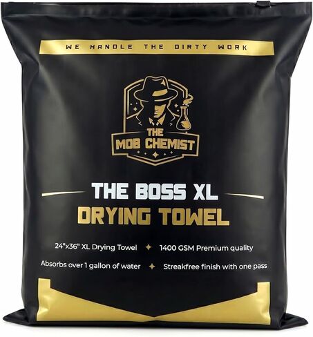 The Boss XL Drying Towel, 24" x 36" Twisted Loop Microfiber, 1400 GSM, Ultra Absorbent Premium Car Drying Towel for Cars, Trucks, SUVs, RVs and Motorcycles in Kuwait