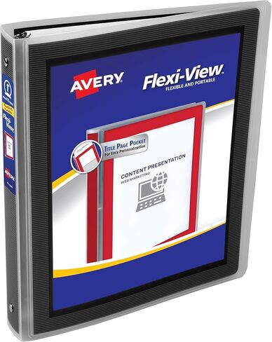 Avery Flexi-View 3 Ring Binder, 1 Inch Round Rings, 1 Black Binder (17686) in Kuwait