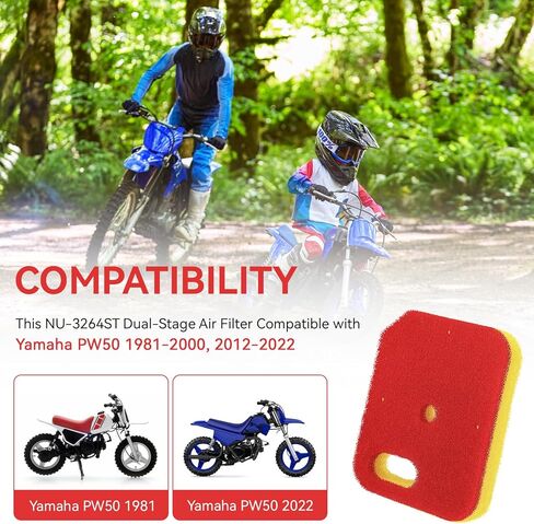 استبدال فلتر الهواء الرغوي لفلتر Uni NU-3264ST المتوافق مع دراجات Yamaha PW50 1981-2009، 2012-2025، عنصر مرشحات الهواء الإسفنجية PW50 in Kuwait