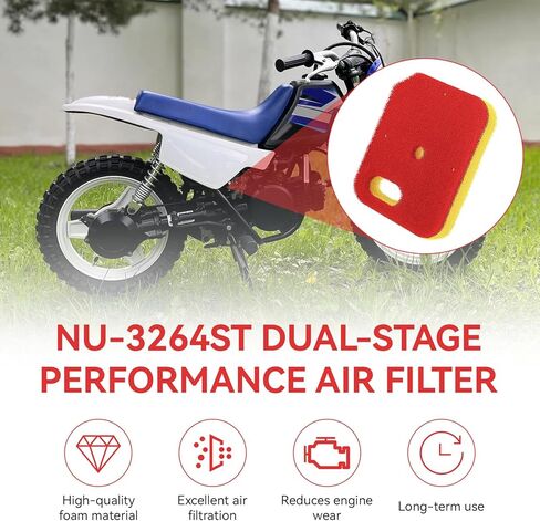 استبدال فلتر الهواء الرغوي لفلتر Uni NU-3264ST المتوافق مع دراجات Yamaha PW50 1981-2009، 2012-2025، عنصر مرشحات الهواء الإسفنجية PW50 in Kuwait