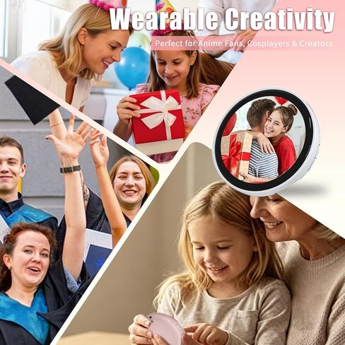 Digital Badge Pin with 1.85 Inch Touchscreen, Customizable Anime Pins for Photos Slideshow, Wearable DIY Smart Badge, Ideal Ita Bag Accessories for Backpack, Hat and Jacket, Personalized Gift for Festival, Party and Anime Events in Kuwait