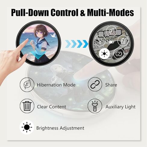 Rechargeable Digital Displayed Pixel Badge Pin, 1.7 Inch Screen Bluetooth-Compatible Magnetic Fastening Digital Badge, Portable Digital Pin for Easy Photo/Video Display, Gift for Concert & Cosplay Fans (White) in Kuwait