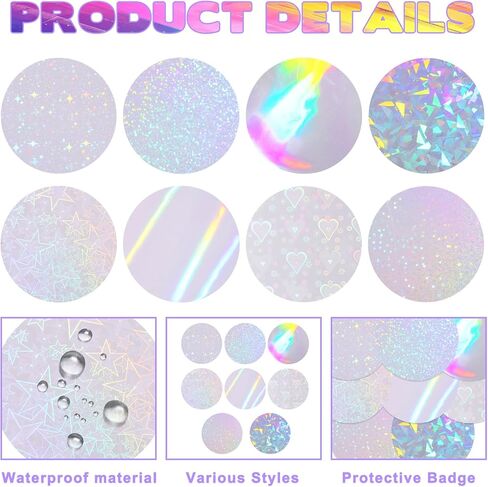 200 Pcs Badge Film, 2.76 In (70 mm) Glitter Holographic Plastic Protective Film for 2.25 In (58 Mm) Round Button Pin Maker, 8 Styles for DIY Button Making Supplies, Crafting Accessories in Kuwait