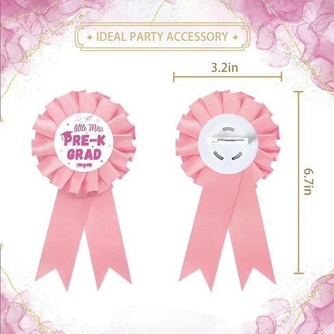 Little Miss Pre-k Grad Tinplate Badge Pin, Preschool Graduation Button for Girl, Kindergarten Brooch Pin, Pink Rosette Preschool Graduation Award Ribbon, 2026 Graduation Party Favors in Kuwait
