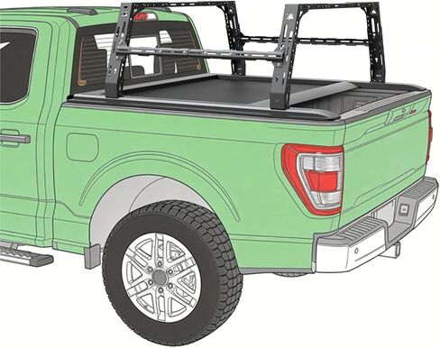 حامل سرير شاحنة قابل للتعديل من StarONE، حامل سلم مزدوج التثبيت بدون حفر لـ F-150/RAM 1500/Silverado/Sierra 1500، فولاذ للشحن والاستخدام الخارجي، أسود in Kuwait