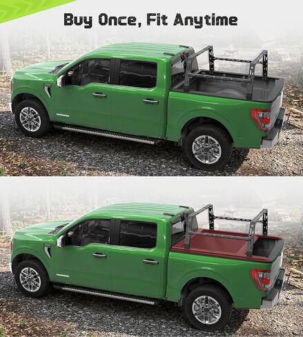 حامل سرير شاحنة قابل للتعديل من StarONE، حامل سلم مزدوج التثبيت بدون حفر لـ F-150/RAM 1500/Silverado/Sierra 1500، فولاذ للشحن والاستخدام الخارجي، أسود in Kuwait
