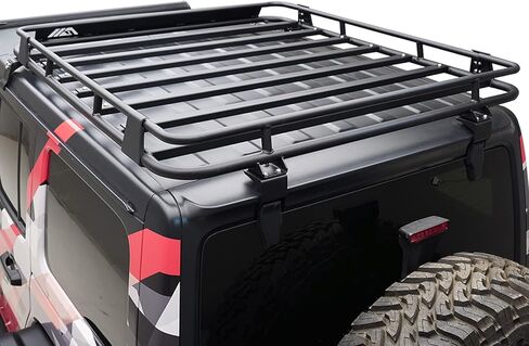 Paramount 81-20801 Short Roof Rack Cargo Basket with Wind Deflector Fit for 2018-2021 Wrangler JL in Kuwait