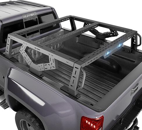 YZONA 16.73" Bed Racks Truck Cargo Carrier with 2 LED Lights Compatible with Tacoma/Gladiator JT/Frontier/Colorado Extended Cab/Canyon/Ranger, Luggage Storage Bed Cross Bars in Kuwait