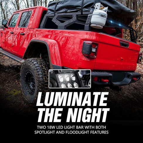 YZONA 16.73" Bed Racks Truck Cargo Carrier with 2 LED Lights Compatible with Tacoma/Gladiator JT/Frontier/Colorado Extended Cab/Canyon/Ranger, Luggage Storage Bed Cross Bars in Kuwait