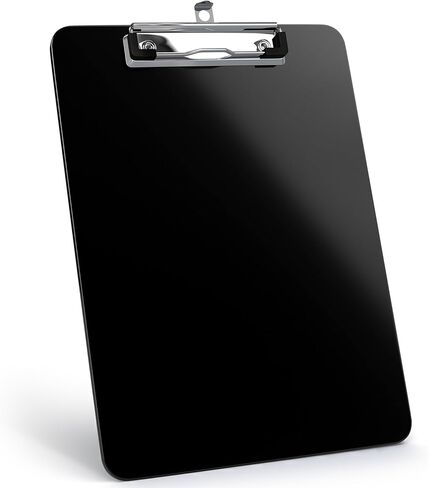Kiggos Black Plastic Clipboard 12.5" x 9" Durable Clipboards Low Profile Metal Clip Board Holds 100 Sheets for Classroom Office Teachers Students Home Trucker Acrylic Clipboard Organizer in Kuwait