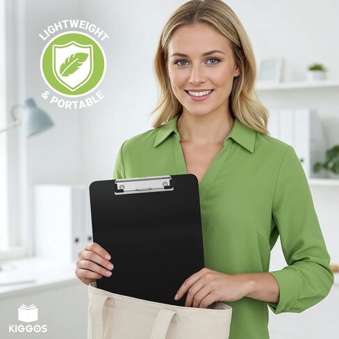 Kiggos Black Plastic Clipboard 12.5" x 9" Durable Clipboards Low Profile Metal Clip Board Holds 100 Sheets for Classroom Office Teachers Students Home Trucker Acrylic Clipboard Organizer in Kuwait