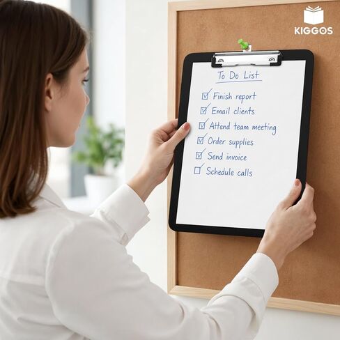 Kiggos Black Plastic Clipboard 12.5" x 9" Durable Clipboards Low Profile Metal Clip Board Holds 100 Sheets for Classroom Office Teachers Students Home Trucker Acrylic Clipboard Organizer in Kuwait