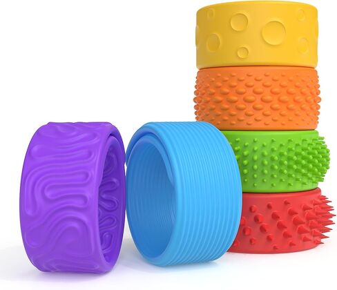 6 Pack Sensory Fidget Toys Slap Bracelets, Textured Silicone Sensory Toys for Kids, Calming Tool for Special Needs, Wearable Anxiety Relief Toys for Adults Office Desk, Travel and Classroom in Kuwait