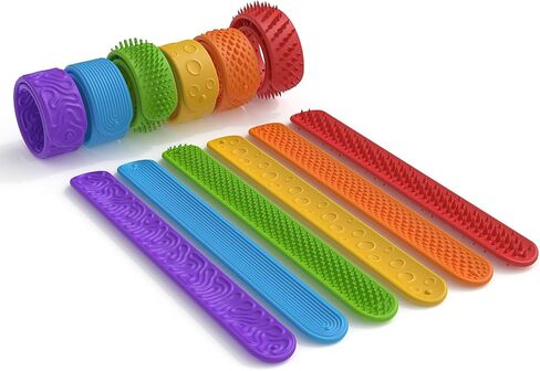 6 Pack Sensory Fidget Toys Slap Bracelets, Textured Silicone Sensory Toys for Kids, Calming Tool for Special Needs, Wearable Anxiety Relief Toys for Adults Office Desk, Travel and Classroom in Kuwait
