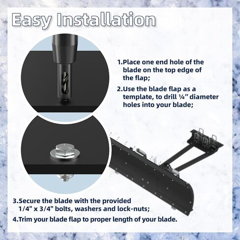 Universal Snow Plow Blade Flap - 72"x 8"x 1/4" Rubber Snow Deflector with 11 Sets Mounting Hardware, Compatible with Kolpin & Polaris, Suitable for ATVs, UTVs, Side-by-Side Vehicles, and 4-Wheelers in Kuwait