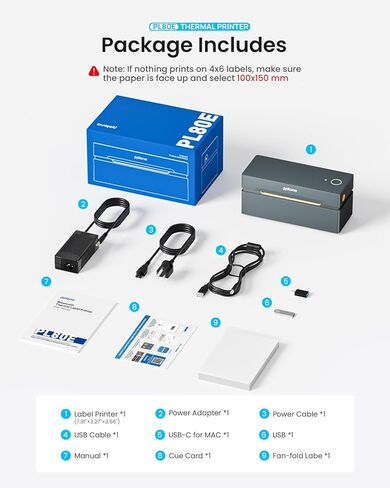 طابعة ملصقات الشحن الحرارية POLONO Bluetooth، طابعة ملصقات الشحن اللاسلكية 4x6 للشركات الصغيرة، تدعم iOS وAndroid وWindows وMac. متوافق مع Amazon، Ebay، Shopify، Etsy، USPS (رمادي) in Kuwait