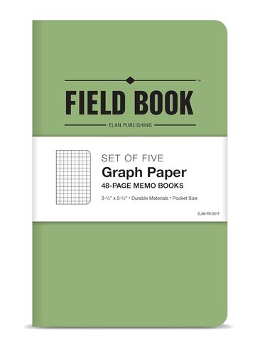 Elan Publishing Company Field Notebook/Pocket Journal - 3.5"x5.5" - Green - Graph Memo Book - Pack of 5 in Kuwait