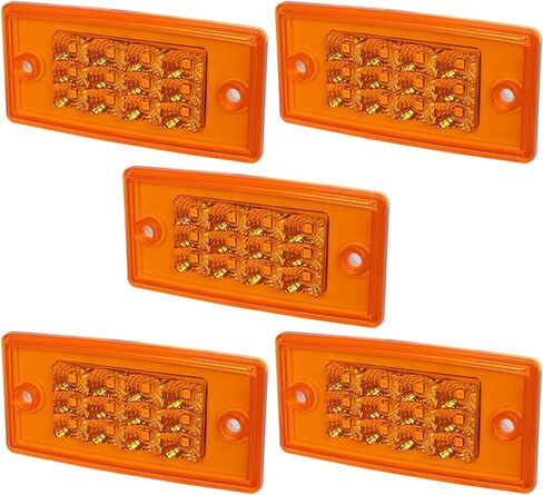 5x 6" Trailer Truck Marker Lights & Turn Signal Lights Amber LED Rectangle Clearance Pickup Lights Waterproof w/12 Diodes fit for Freightliner Century Columbia Volvo Truck Trailer per in Kuwait
