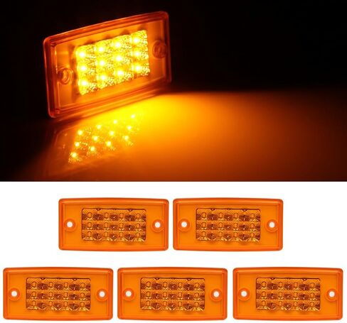 5x 6" Trailer Truck Marker Lights & Turn Signal Lights Amber LED Rectangle Clearance Pickup Lights Waterproof w/12 Diodes fit for Freightliner Century Columbia Volvo Truck Trailer per in Kuwait