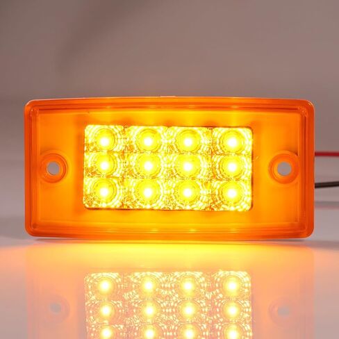 5x 6" Trailer Truck Marker Lights & Turn Signal Lights Amber LED Rectangle Clearance Pickup Lights Waterproof w/12 Diodes fit for Freightliner Century Columbia Volvo Truck Trailer per in Kuwait