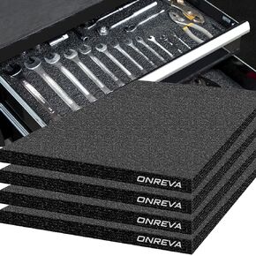 صندوق أدوات ONREVA إسفنجي مقاس 16 × 12 × 1 بوصة 4 عبوات، إدراجات إسفنجية للحالات، أوراق تخزين من البولي إيثيلين لعلبة الأدوات الصلبة، إدراج ظل الأدوات، ورقة منظم كايزن، أسود in Kuwait
