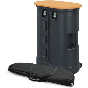 حافظة Vispronet PVC الصلبة مع عجلات وغطاء قابل للإزالة - الأبعاد الداخلية هي 26.5 بوصة × 30.5 بوصة × 11 بوصة - تزن 37 رطلاً وتقف بطول 39 بوصة - تأتي مع سطح طاولة قابل للطي ومصفح بالخشب الفاتح in Kuwait