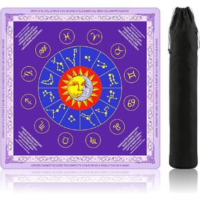 Mahjong Mat - Non-Slip, Noise Reducing & Waterproof Game Mats for Mahjong,Poker,Dominoes,Tabletop Protection with Carry Bag, Mahjong Mat for Table & Mahjong Accessories(Purple Mystic Zodiac) in Saudi Arabia