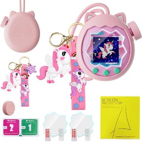 Protective Case for Tamagotchi Paradise, Silicone Case with Unicorn Keychain, Shockproof, Drop Protection, Scratch & Dust Resistant, Zoom Dial Cover,Screen Protector (2pcs) Cleaning Kit (Pink) in Saudi Arabia