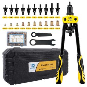 YUZES Rivet Nut Tool Kit, 14" Rivnut Tool with 11 Metric & SAE Mandrels, 175Pcs Rivet Nuts Kit, Professional Nutsert Tool Kit forAuto Mods, RV/Van Conversion & Metal Fabrication, Rugged BMC Case in Kuwait