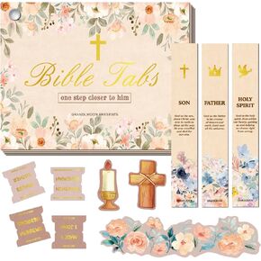Bible Tabs Set with Gold Foil Embossing, Large Print 66 + 10 Customable, Bible Study Supplies with 32 Decorative Stickers, 3 Bookmarks, 1 Reading Tracker in Kuwait