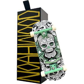 NOAHWOOD NW14.0 Fingerboard Complete (Short Nose Short Tail Deck 98x35.5mm 5-Layer Color Maple Pro concave Design Mini Skateboard Deck) +Pro 36mm Hex Mint Truck + Beige ii Wheel (White fingersoul) in Kuwait