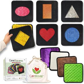 مجموعة ألعاب CareSquares الحسية مكونة من 16 قطعة من الأشكال والألوان، دليل الأنشطة، 7 ألعاب شاملة، أشكال حيوانات إضافية، للتوحد، ألعاب المهارات الحركية الدقيقة، التعلم في الفصول الدراسية من مونتيسوري والجدران الحسية in Kuwait