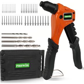 Rivet Gun Kit, 4-in-1 Pop Rivet Gun Kit for Metal, Single Hand Riveter, with 200 Blind Rivet (3/32'' 1/8'' 5/32'' 3/16''), Include 4 Toolless Rivet Heads & 4 Drill Bits, Carrying Case in Saudi Arabia