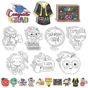 Kindergarten Graduation Coloring Art Craft Kit - 30Pcs Congrats Grad DIY Coloring Magnet for Kids Bulk Preschool Graduation Theme Color Your Own Magnets for Party Refrigerator School Activities Decors in Saudi Arabia
