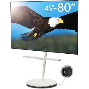 WALL Seven Stand A2 Grand | Rolling TV Stand for 45–80" w/ 37.4" Soundbar Shelf | Satin White | Portable TV Stand with Shelf | Height Adjustable, Space Saving, for Living Room, Bedroom and Office in Kuwait