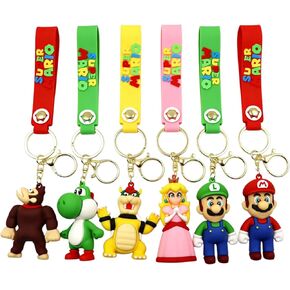 6Pcs Mario Keychain Cute Cartoon Backpack Pendant Creative Bag Charm Ornament for Fans Gifts in Kuwait