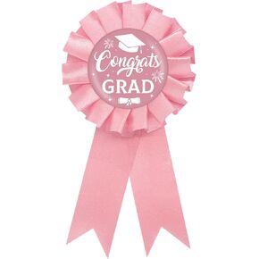 Pink Congrats Grad Tinplate Badge Pin, Graduation Button Pin for Women Girl, Pink Rosette Senior High School College Graduation Award Ribbon, Grad Party Favors in Kuwait