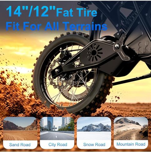 Evoltrix Electric Dirt Bike for Adults & Teens, 3500W Peak Motor, 48V 23Ah Battery, 38MPH Max Speed, 45 Miles Range, Off-Road E Dirt Bike with Hydraulic Brakes, Dual Suspension & Fat Tires in Kuwait