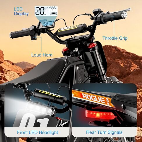 Evoltrix Electric Dirt Bike for Adults & Teens, 3500W Peak Motor, 48V 23Ah Battery, 38MPH Max Speed, 45 Miles Range, Off-Road E Dirt Bike with Hydraulic Brakes, Dual Suspension & Fat Tires in Kuwait