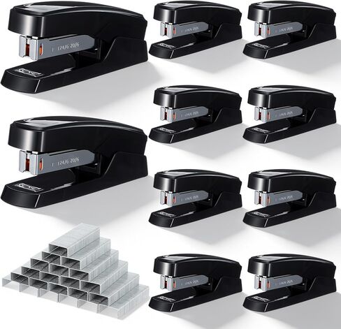 10 Pcs Metal Desktop Stapler Bulk, Heavy Duty Black Staple for Desk Office with 6000 Staples 25 Sheet Capacity for Office School in Kuwait