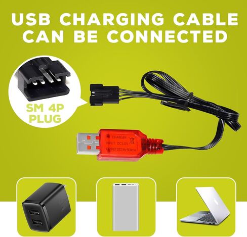 2 قطعة 7.4 فولت 1200 مللي أمبير SM-4P التوصيل بطارية قابلة للشحن مع كابل شحن USB لـ EC08 RC لعبة سيارة نموذج الطرق الوعرة سيارة تسلق الانجراف سباق RC قارب in Kuwait