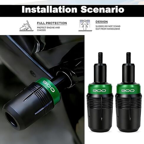 Green Frame Sliders for Kawasaki Z900/Z900RS/Z900SE (2017-2025) - CNC Aluminum Motorcycle Crash Protector Engine Guard Falling Protection in Kuwait
