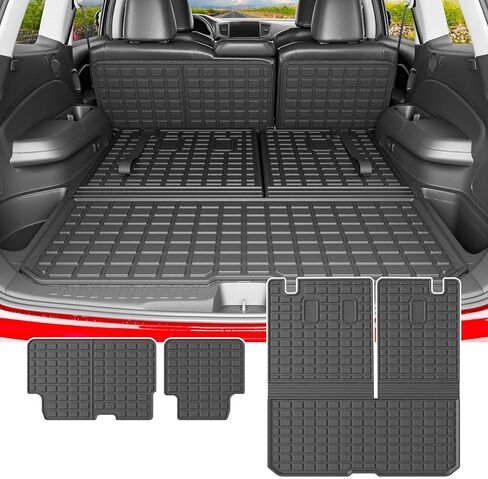 powoq 8Seat Cargo Mat Compatible with 2016-2022 Honda Pilot Trunk Mat Liner Replacement for 2016-2022 Honda Pilot(Trunk Backrest Mat+2nd Backrest Mat) in Kuwait