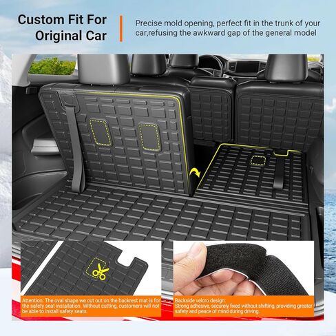 powoq 8Seat Cargo Mat Compatible with 2016-2022 Honda Pilot Trunk Mat Liner Replacement for 2016-2022 Honda Pilot(Trunk Backrest Mat+2nd Backrest Mat) in Kuwait