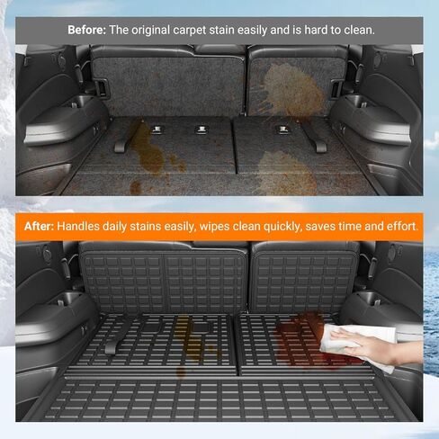 powoq 8Seat Cargo Mat Compatible with 2016-2022 Honda Pilot Trunk Mat Liner Replacement for 2016-2022 Honda Pilot(Trunk Backrest Mat+2nd Backrest Mat) in Kuwait