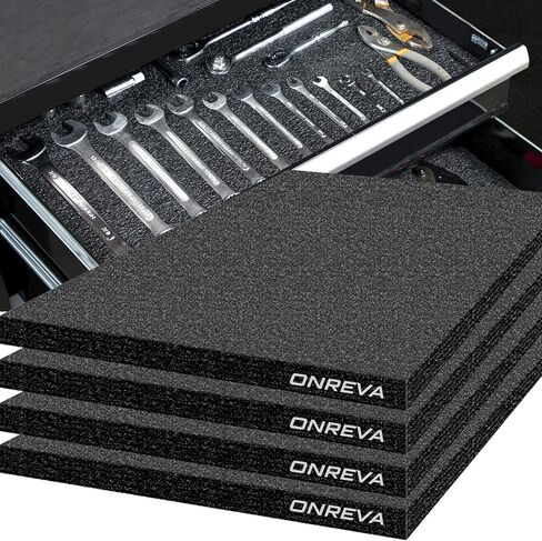 ONREVA Tool Box Foam 16x12x1 inch 4Pack, Foam Inserts for Cases, Polyethylene Storage Sheets for Toolbox Hard Case, Tool Shadow Insert, Kaizen Organizer Sheet, Black in Kuwait