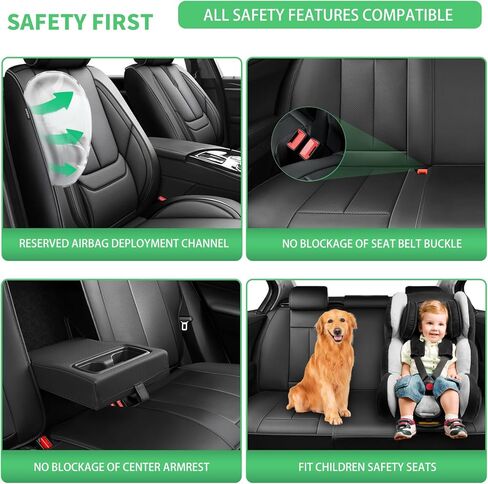 Fit Terrain Car Seat Covers for GMC Terrain 2010-2024 2025 2026 -Upgraded Premium Waterproof & Breathable Leather, Airbag Compatible, All-Weather Seat Cushion Protector,Full Set,Black in Kuwait